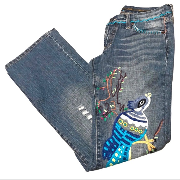 Switch Embroidered Distressed Low Rise Jeans Bird - Picture 4 of 10
